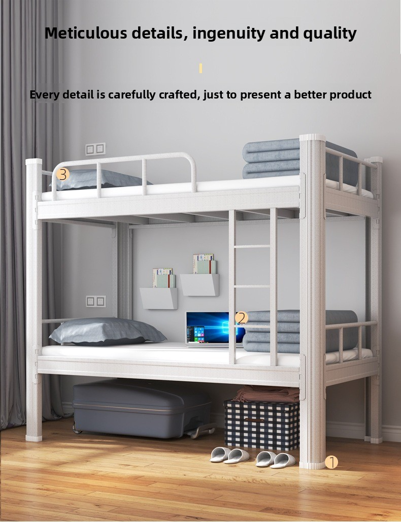 Bunk Bed Double,Full Double Bunk Beds,Double Queen Bunk Bed Supplier High Quality Modern Metal Bunk Bed Student Dormitory School Apartment for Rent