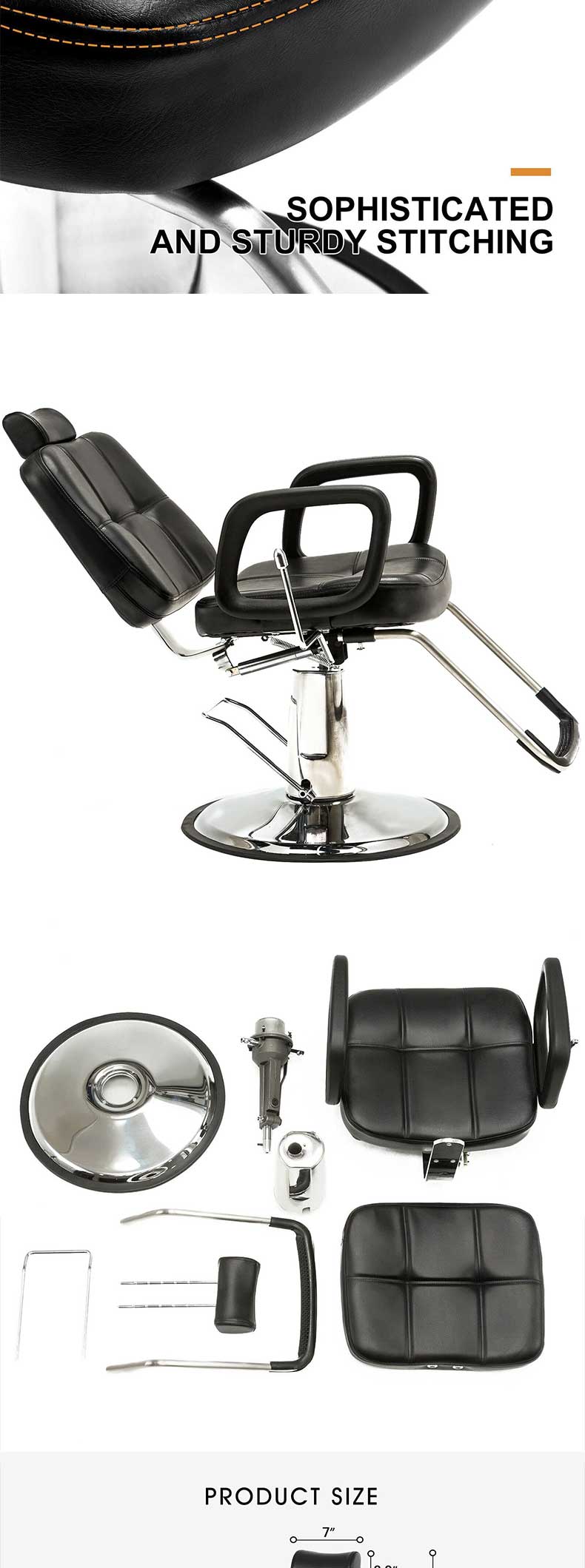 Barber Chair,Black Barber Chair,Barber Chairs Wholesale Supplier Simple Style Barber Chair With Electroplated Base for Hair Salon and Beauty Use