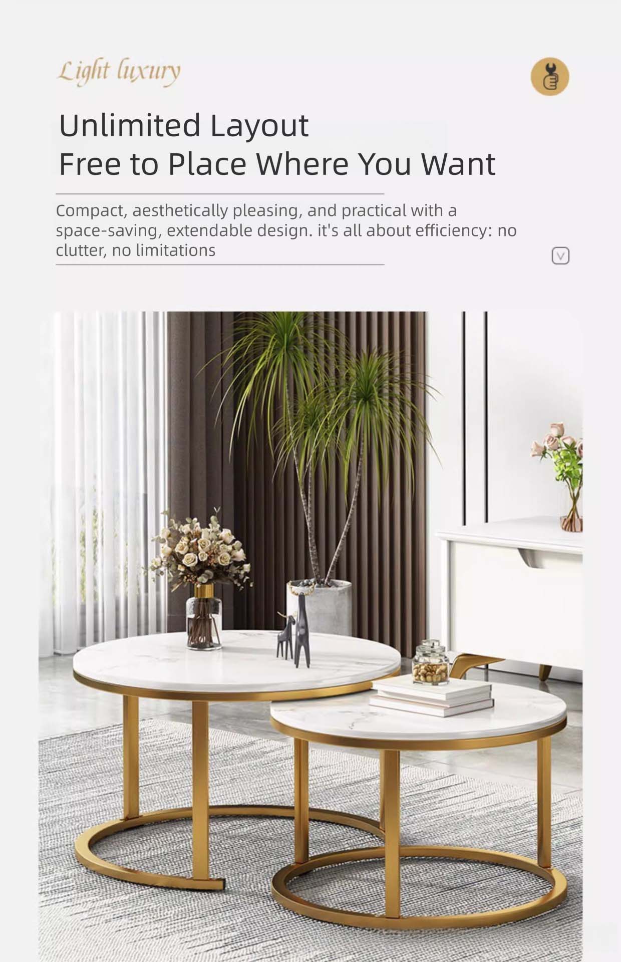 Coffee Table,Modern Coffee Table Sets,Root Coffee Table Wholesale Nordic Style Round Dining Table With Stainless Steel Frame for Bedroom Balcony