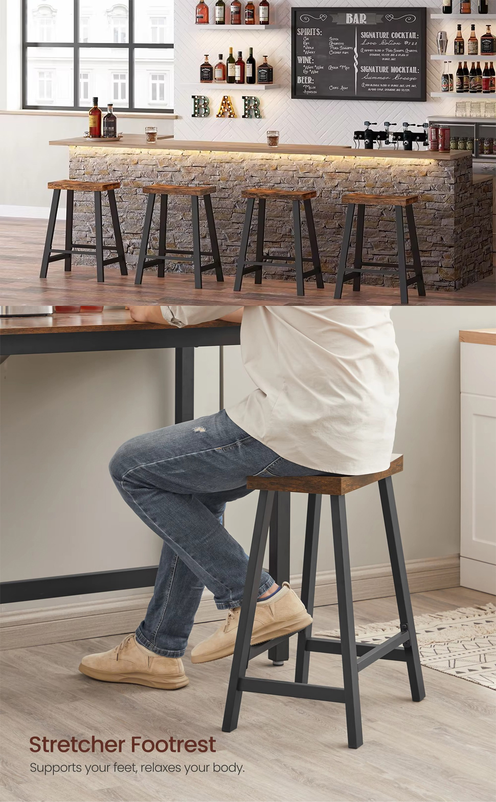 Dining Chair,Wood Outdoor Dining Chairs,4 Wooden Dining Chairs Wholesale High Quality Industrial Dining Chair Metal Frame Wood Seat for Home Restaurant