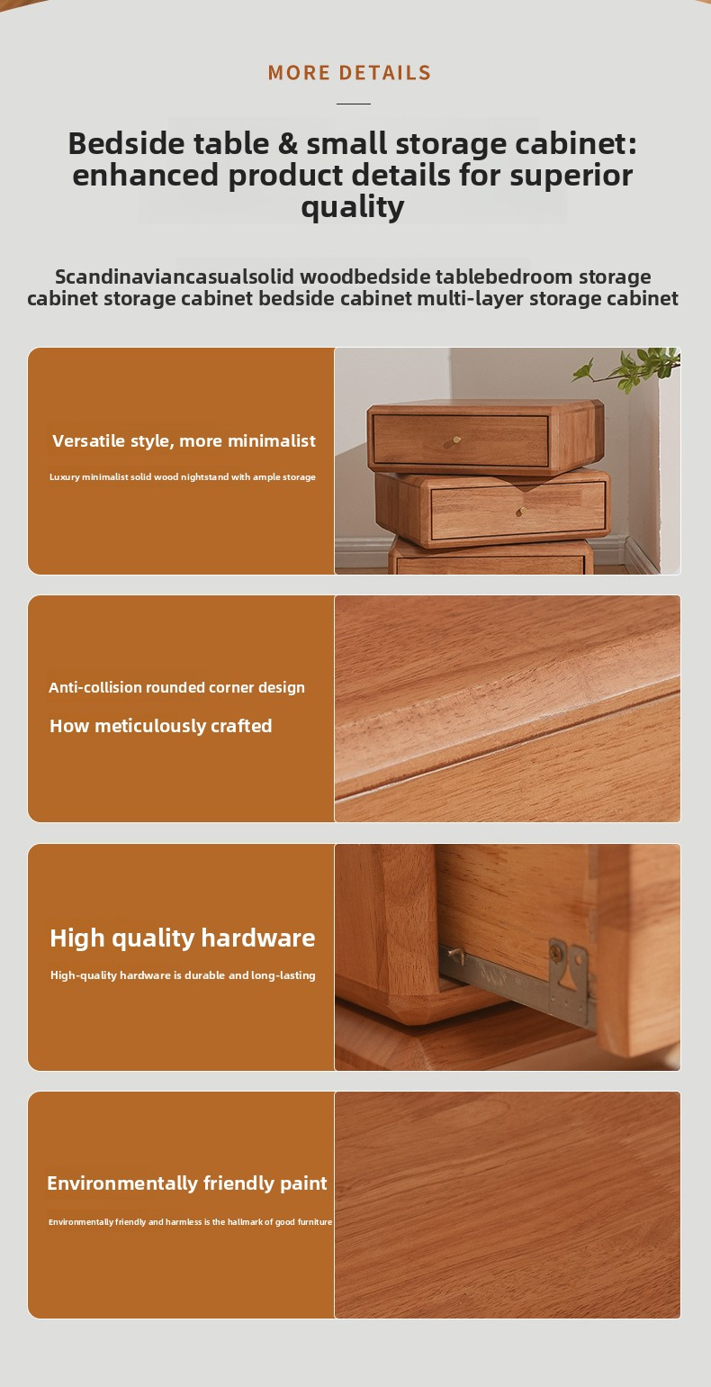 Nightstand,Wide Nightstand with Drawers,Small Wood Nightstand Supplier Modern Design Solid Wood Nightstand Luxury Bedroom Furniture