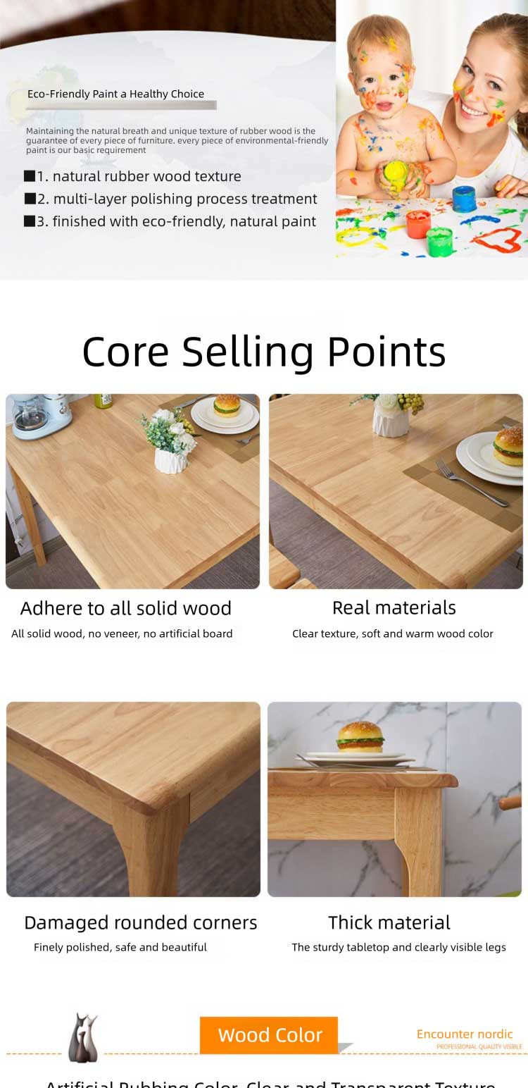 Dining Table,Tall Dining Table Set,Solid Wood Dining Table Set Wholesale Modern Simple Solid Wood Dining Table Square Design for Kitchen Living Room