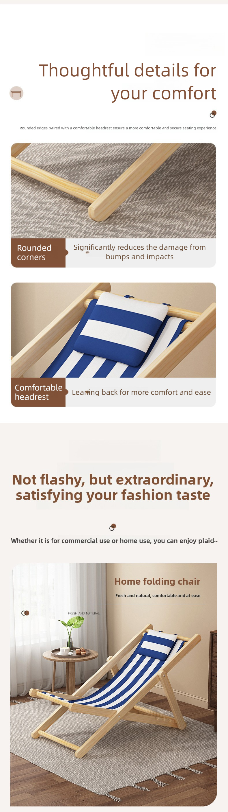 Beach Chairs,Best Backpack Beach Chairs,Most Comfortable Beach Chair Manufacturer High Grade Wooden Beach Chairs with Pillow Adjustable Height Folding Portable Canvas Balcony Chair Outdoor Lounge