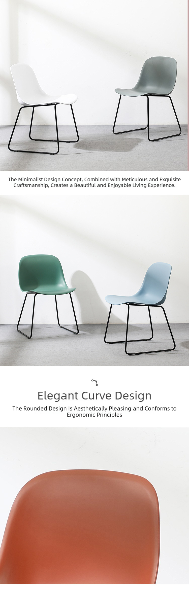 Plastic Dining Chair,Modern Plastic Dining Chairs,Plastic Dining Chairs Set of 4 Manufacturer Nordic Plastic Dining Chair With Thickened Metal Legs for Apartment Use