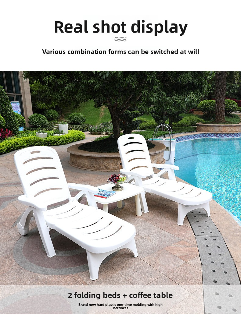 Beach Chairs,High Back Beach Chair,Travel Beach Chair EaseNeat Leisure Beach Chairs Plastic Outdoor Pool Chair Sunbed Folding Lounge Chair