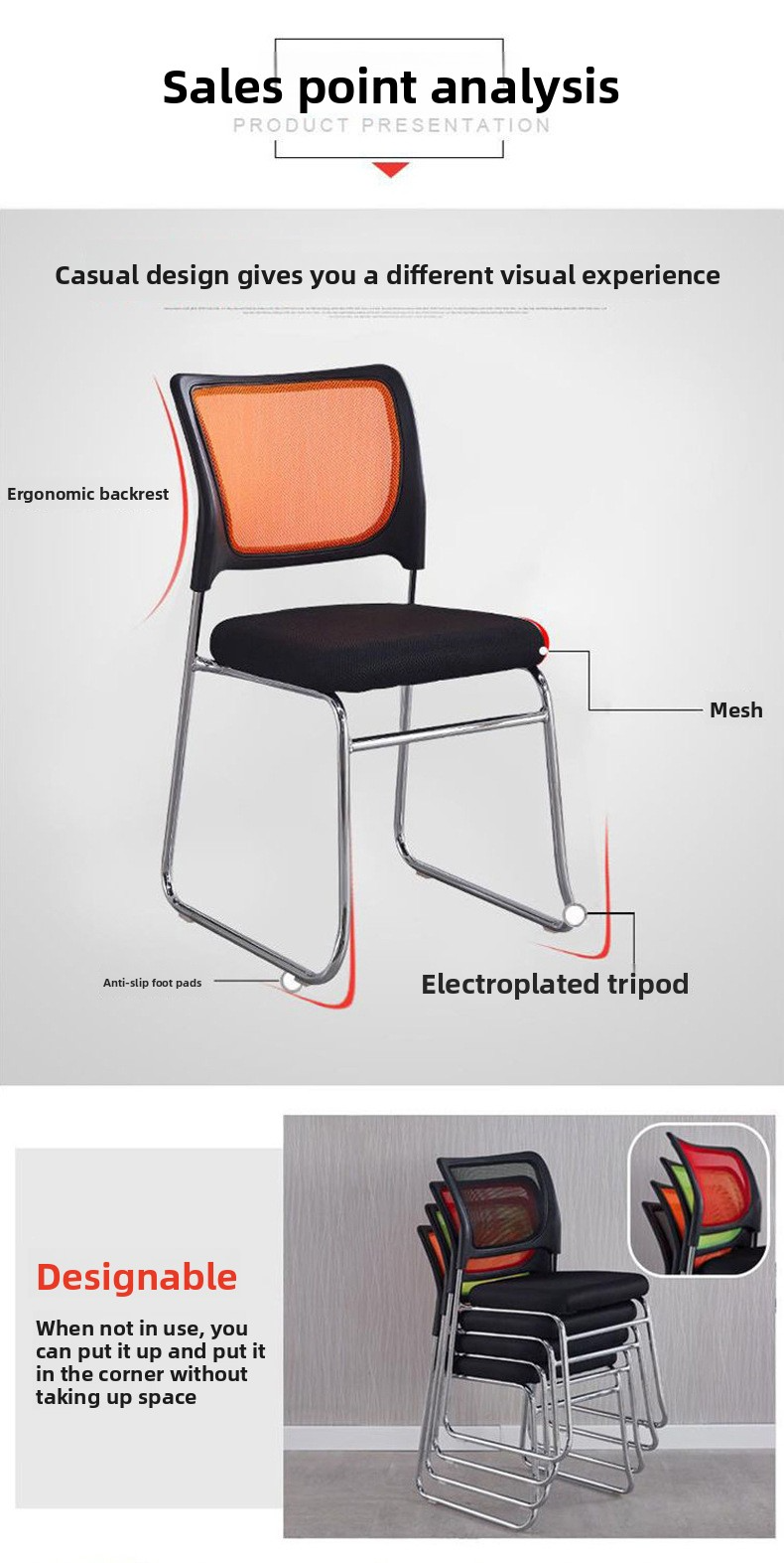 Office Chairs,Quality Office Chairs,Plastic Office Chairs EaseNeat Modern Ergonomic Office Chair Stackable Guest Training Chair for Conference Room Staff Low Cost Plastic Material