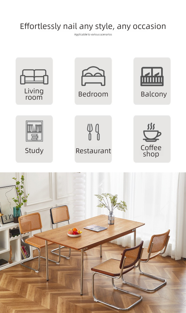 Dining Chair,Leather Dining Chairs With Arms,Leather Cushion Dining Chair Wholesale Hot Sale Mid Century Wood Dining Chair With Rattan Back Solid Seat For Hotel Home