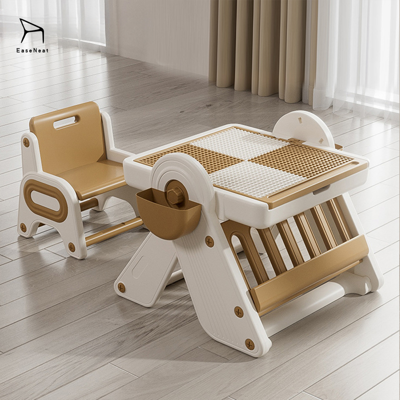Kids Play Table with Chair,Childrens Activity Table with Storage,Play Table with Storage EaseNeat Toy Table Block Model Building Plastic Kids Play Table with Chair Furniture Set Unisex Children Drawing Board Table