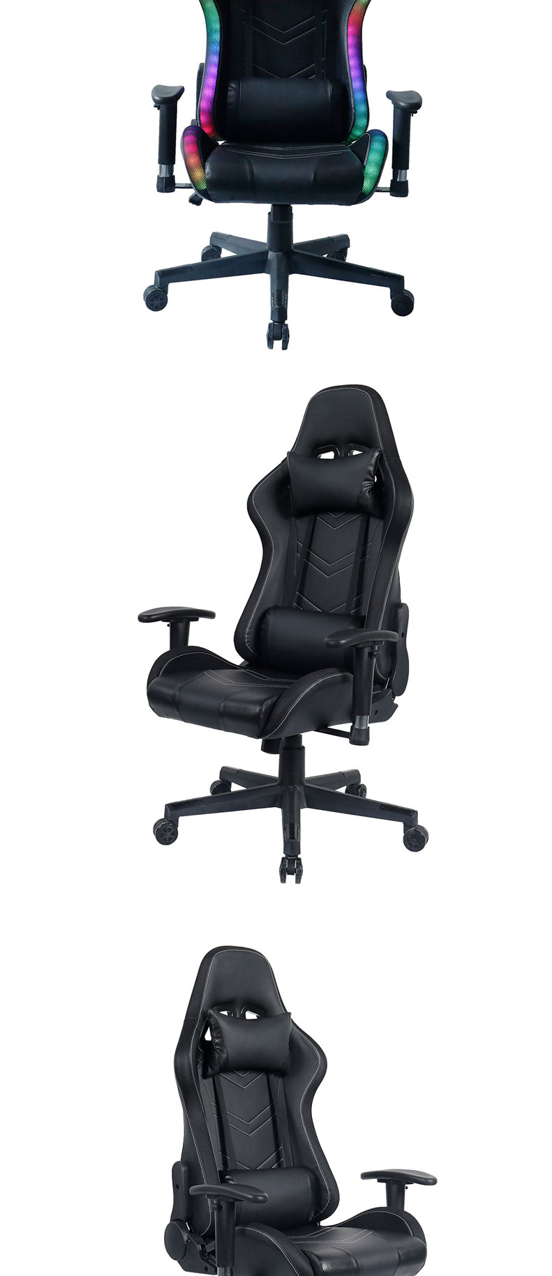 Gaming Chair,Wide Gaming Chair,Shop Gaming Chair Supplier Reclining Height Adjustable Rotatable Leather Gaming Chair with RGB Light Strips and Headrests