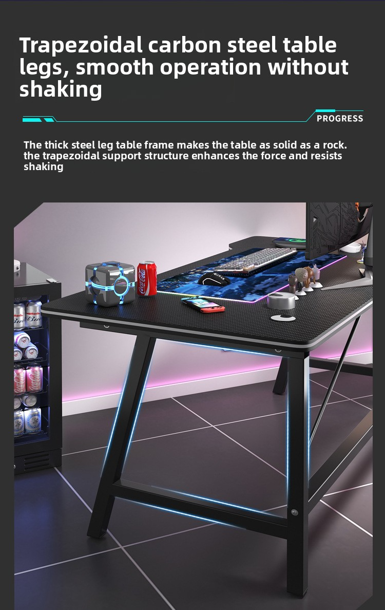 Gaming Desk,Long Gaming Desk,Metal Gaming Desk EaseNeat Modern Black Office Table Metal Base Ergonomic Gaming Table with RGB Lights
