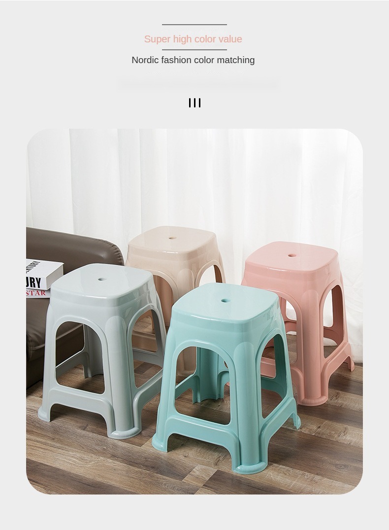 Chair Stool Plastic,Plastic Small Stool,Sitting Stool Plastic,Modern Design Plastic Chair Stool Thickened Portable Anti-Drop Household Stack for Bedroom School Apartment Workshop Wholesale