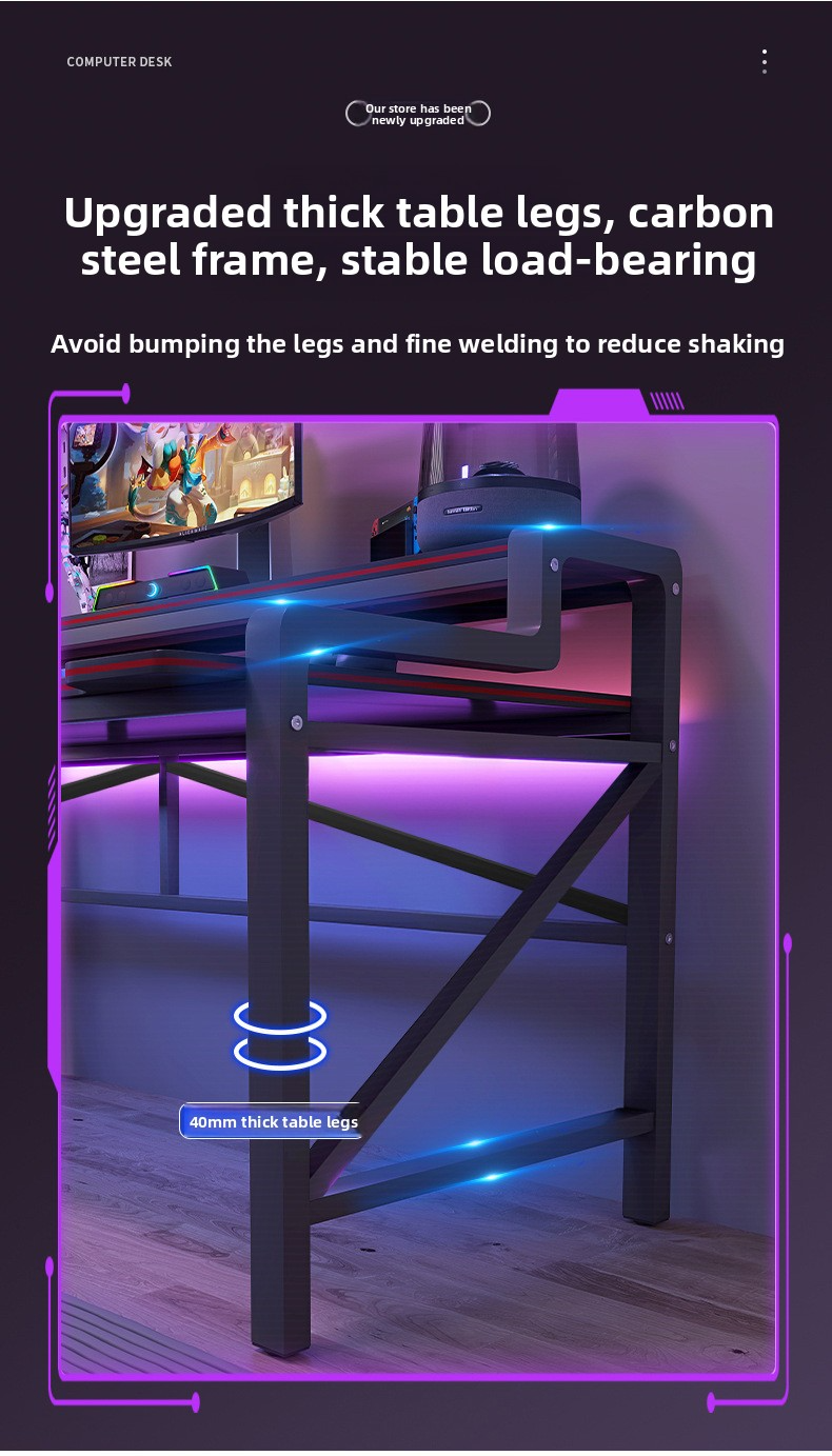 Gaming Table,Modern Game Table,Family Game Table Supplier Black Carbon Fiber Table Top with Hollowboard Metal Frame Ergonomic Durable Gaming Table