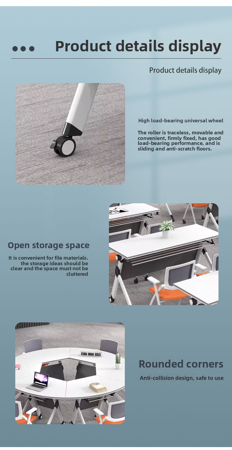 Office Table,Sturdy Folding Table,Folding Table Wholesale Modern Ergonomic Wooden School Office Furniture Learning Training Desks and Chairs Collapsible for Students