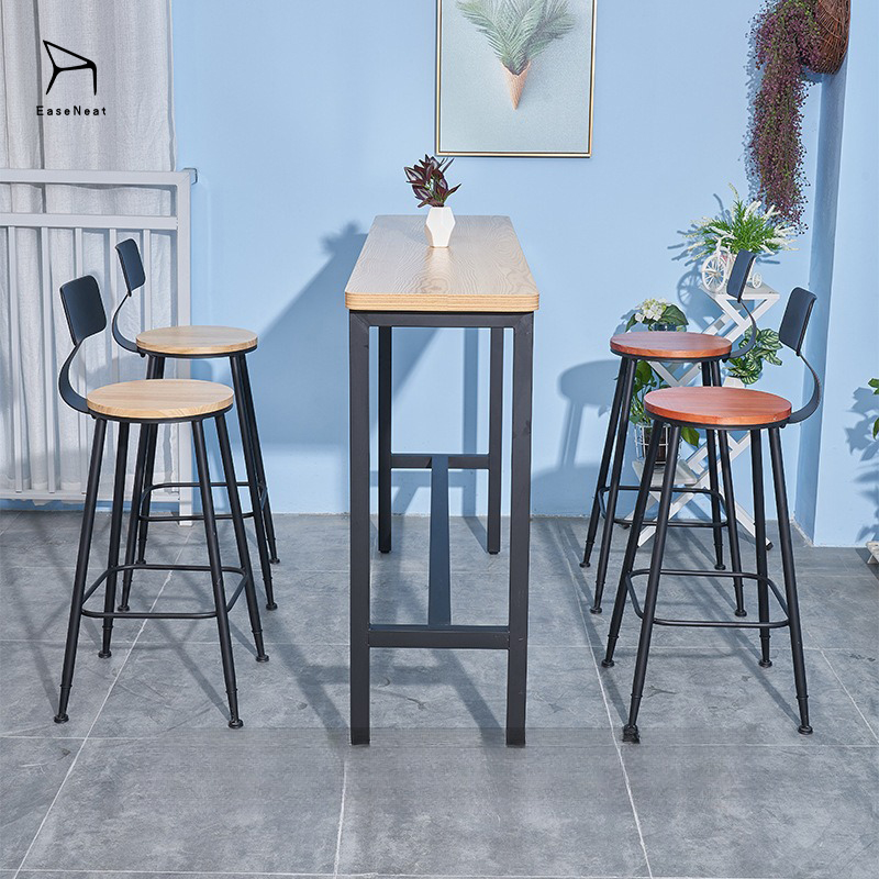 Bar Stool Table and Chair,Kitchen Table with Stools,High Bar Table with Stools EaseNeat Modern Design Indoor Wood Kitchen Bar Stool Fast Food Restaurant Commercial Furniture Cheap Iron High Chair for Outdoor