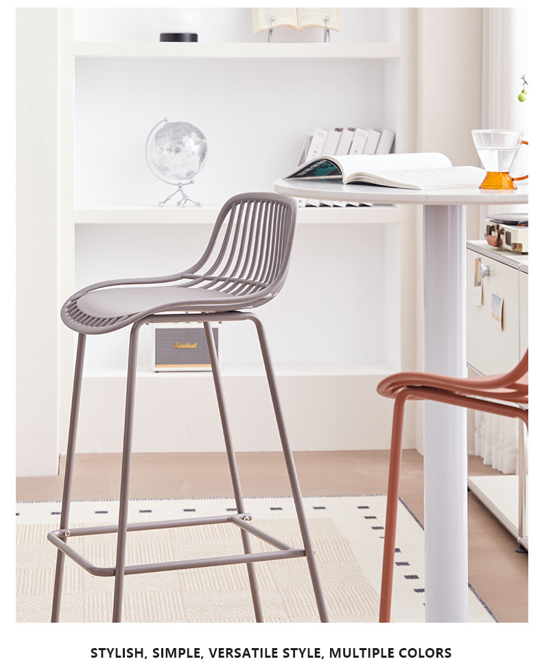 Bar Stools , Nordic Bar Stools , Ins Nordic Bar Stools，Modern Simple Stackable Plastic Bar Chair Metal Frame Wholesale for Dining Hotel Cafe Outdoor Bar Restaurant Leisure Home Use