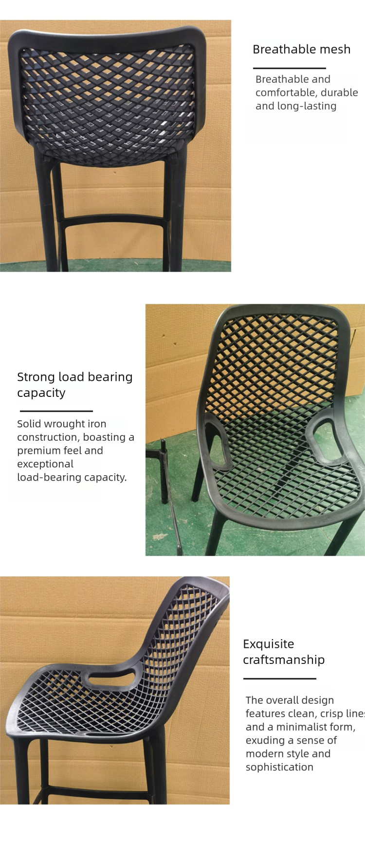 Plastic Bar Chairs,Tall Plastic Stool,Plastic High Stool EaseNeat Modern Plastic Bar Chairs Counter Height Hollow Back Waterproof Durable Outdoor Kitchen Coffee Shop Garden Furniture