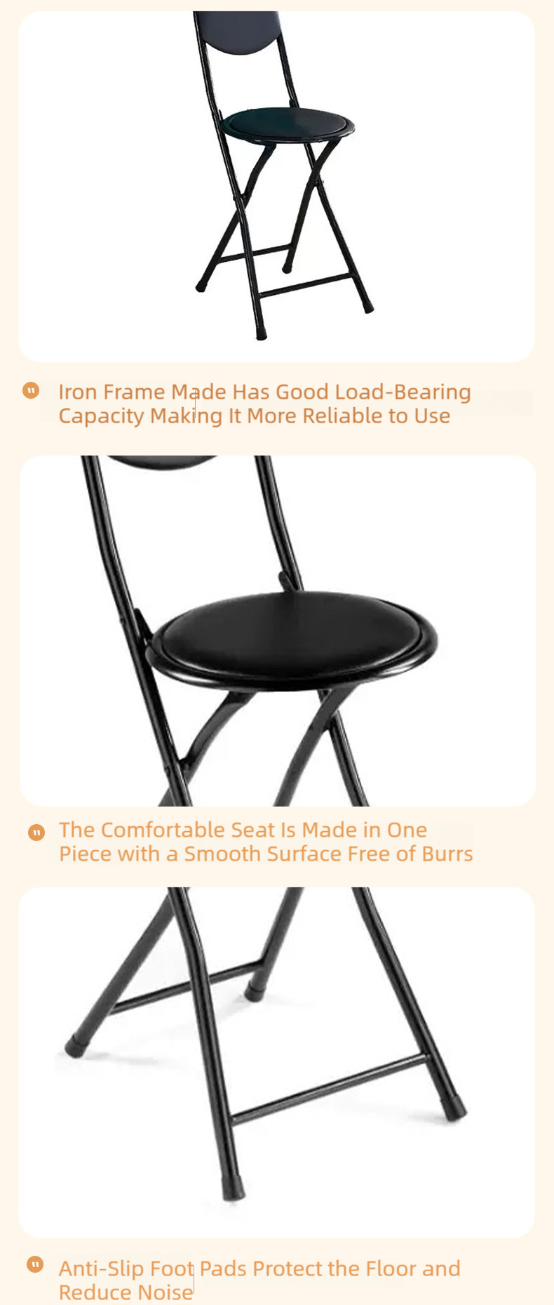 Folding Dining Chair,Foldable Outdoor Dining Set,Fold Up Dining Room Chairs Wholesale Portable Folding Dining Chair With Backrest and Metal Frame for Home and Office