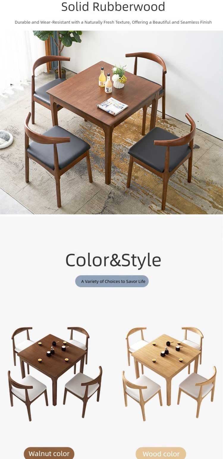 Dining Table,Tall Dining Table Set,Solid Wood Dining Table Set Wholesale Affordable Solid Wood Square Dining Table Set 4 Person for Office Cafe Use