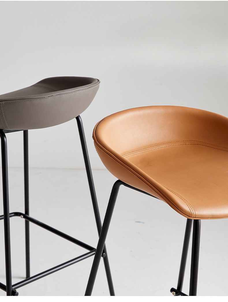 Modern Retro High Chair Restaurant Bar Chair Padded Leather Seat Metal Leg for Dining Outdoor Home Bar Living Room Hotel Use,modern counter stools , Creative modern counter stools , Simple Creative modern counter stools