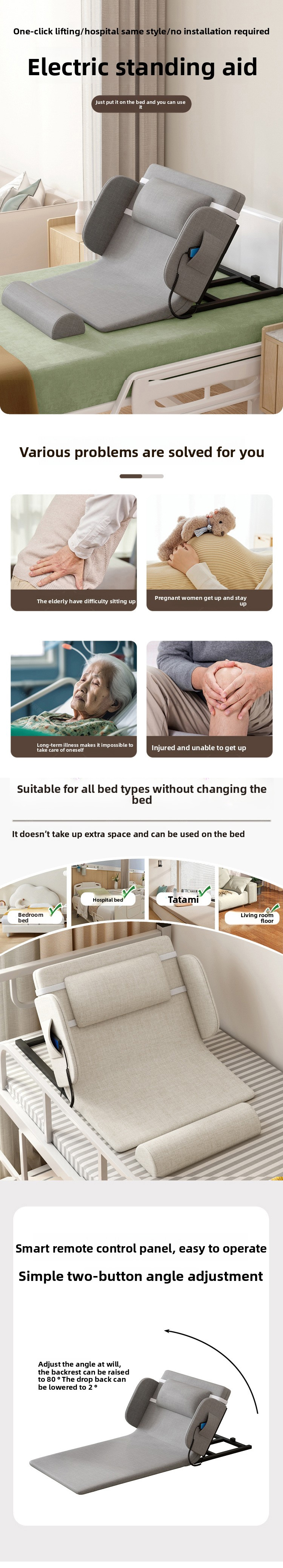 Electric Mattress,Best Mattress,Pillow Mattress EaseNeat Electric Backrest Can Be Folded Adjustable Electric Double Adjustable Bed