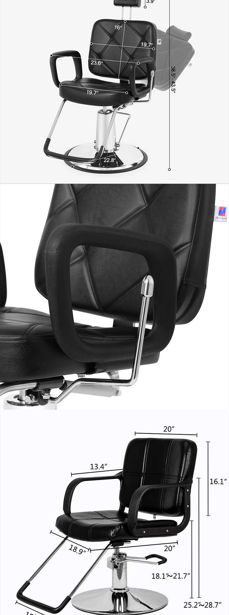 Barber Chair,Black Barber Chair,Barber Chairs Wholesale Supplier Simple Style Barber Chair With Electroplated Base for Hair Salon and Beauty Use
