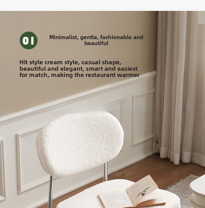 White Dining Room Chairs,Velvet Chairs Dining,4 Chairs Dining Room Sets,Wholesale Nordic Light Luxury Cream Cloth Soft Bag Back Dining Chairs with Metal Legs for Dining Room