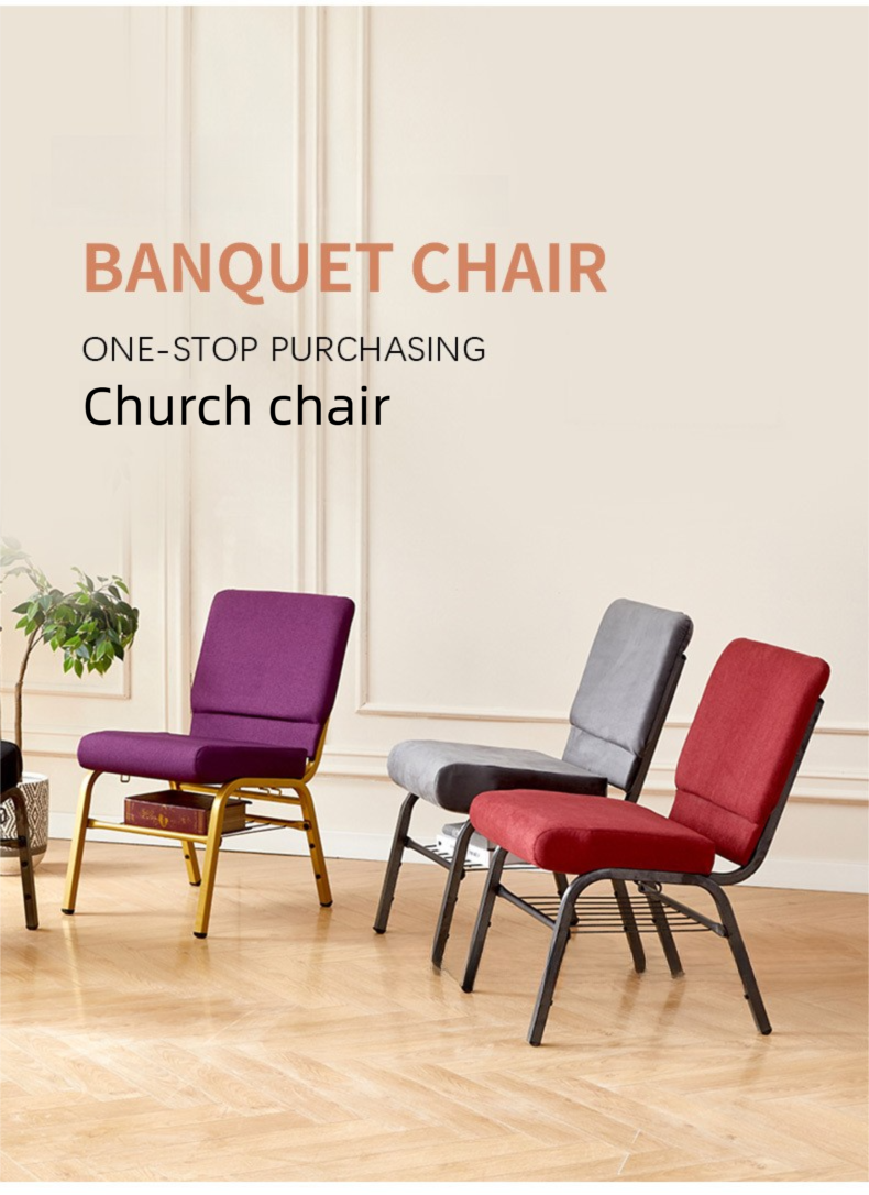 Church Chair,Cheap Church Chairs,Used Church Chairs EaseNeat Factory Wholesale Price Cheap Thickened Fabric Church Chair Metal Frame with Bookshelf Stacked Theatre Auditorium