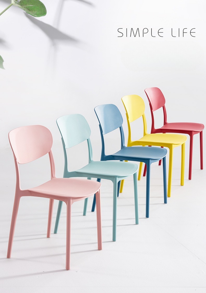 Dining Stools , Plastic Dining Stools , Household Plastic Dining Stools,Modern High Quality Plastic Dining Chairs with Backrest Stacked Color Light Garden Cafe bar Outdoor Home Furniture Supplier