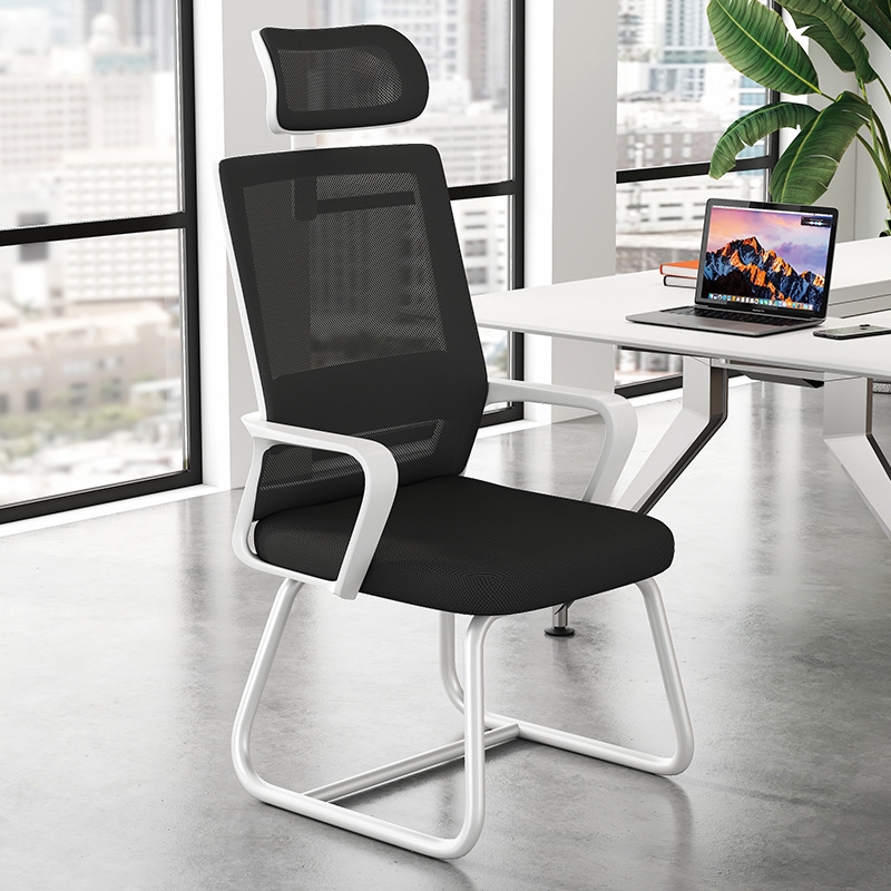 Black Grey White Plastic Office Chair With Fixed Armrest Swivel Rotation For Daily Work