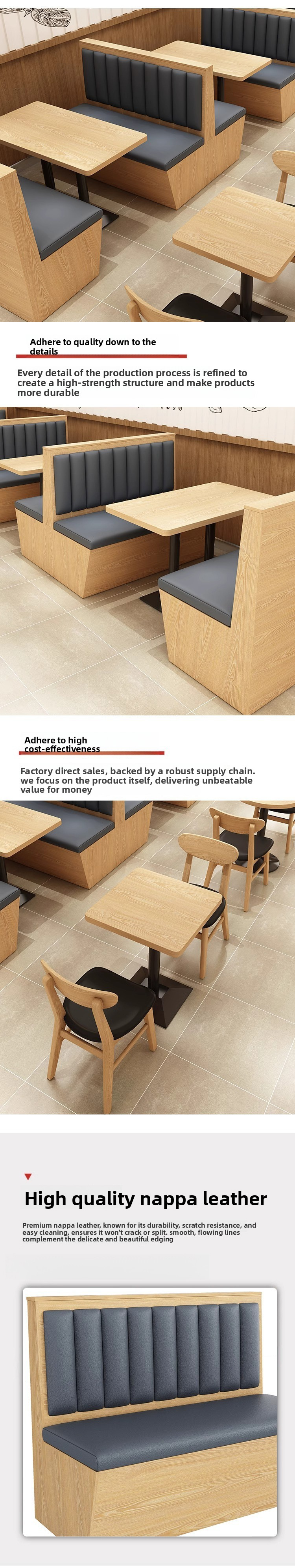 Dining Table Chair,Tall Dining Table Set,Oak Dining Table Set Supplier Restaurant Suit Commercial Cafe Furniture Modern Fast Food Dining Tables and Chairs Wooden Leather Booth Seats
