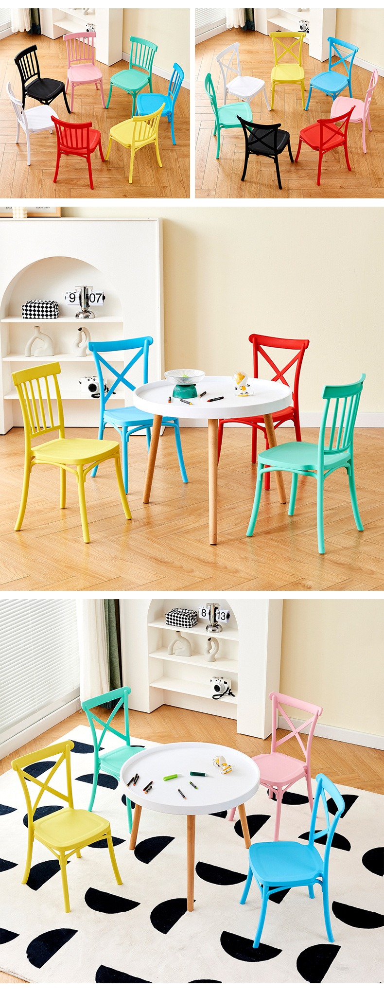 Dining Chairs,Polypropylene Dining Chairs,Dining Chairs White Plastic EaseNeat Living Room Furniture Kindergarten Chair for Children Colorful Dining Chairs