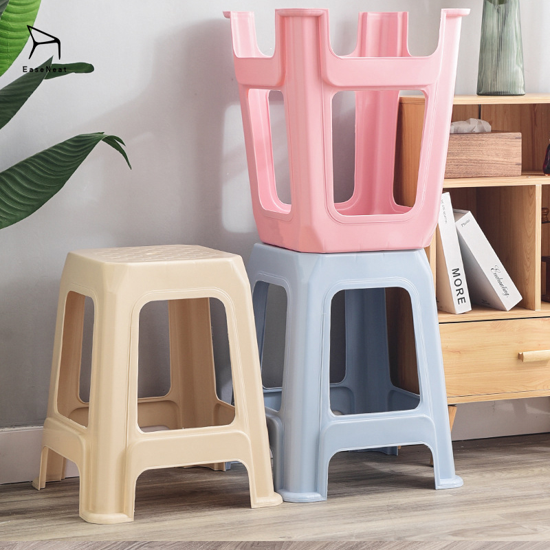 Modern High Stool PP Plastic Thickened Stackable Design Durable Adjustable for Home Bedroom Hospital Living Room Kitchen Use