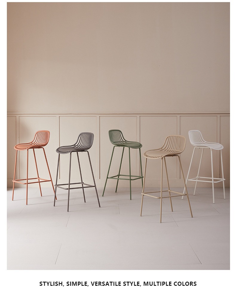 Bar Stools , Nordic Bar Stools , Ins Nordic Bar Stools，Modern Simple Stackable Plastic Bar Chair Metal Frame Wholesale for Dining Hotel Cafe Outdoor Bar Restaurant Leisure Home Use