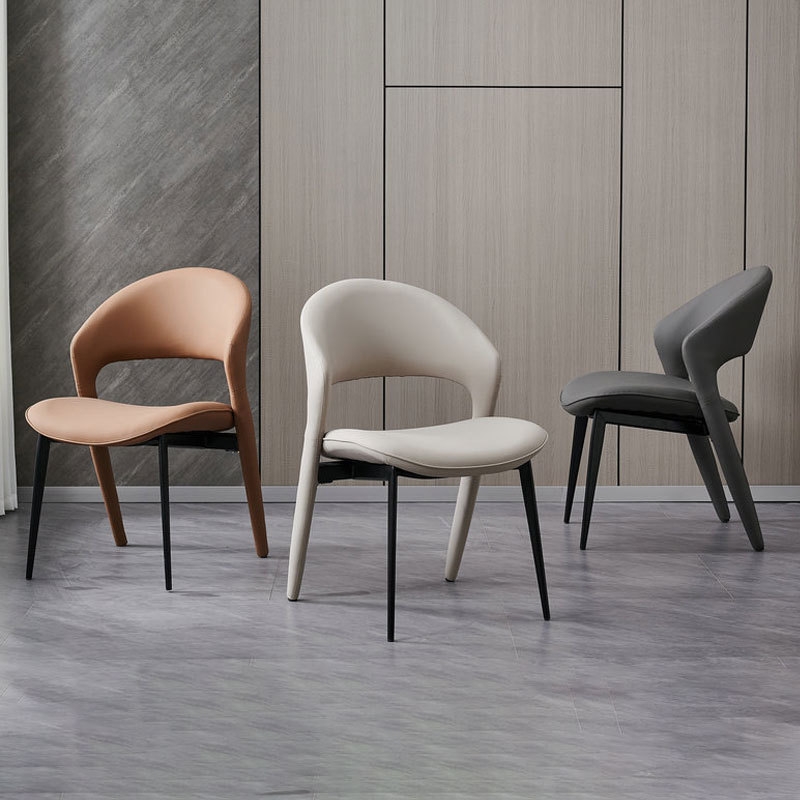 Iron Leather Dining Chair With 45CM Backrest Height For Restaurant Cafe Dining Room