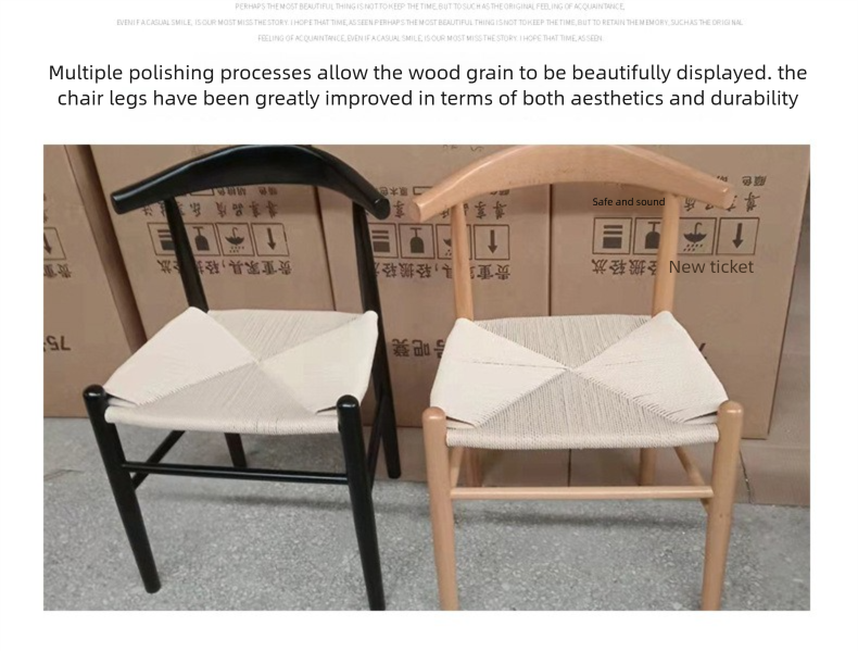 Solid Wooden Dining Chairs,Solid Dining Chairs,Solid Wood Kitchen Chairs Modern Solid Wooden Chairs Dining Rattan Braided Rope Seat Horn Chair Restaurant Office Hotel Casual Style with Backrest
