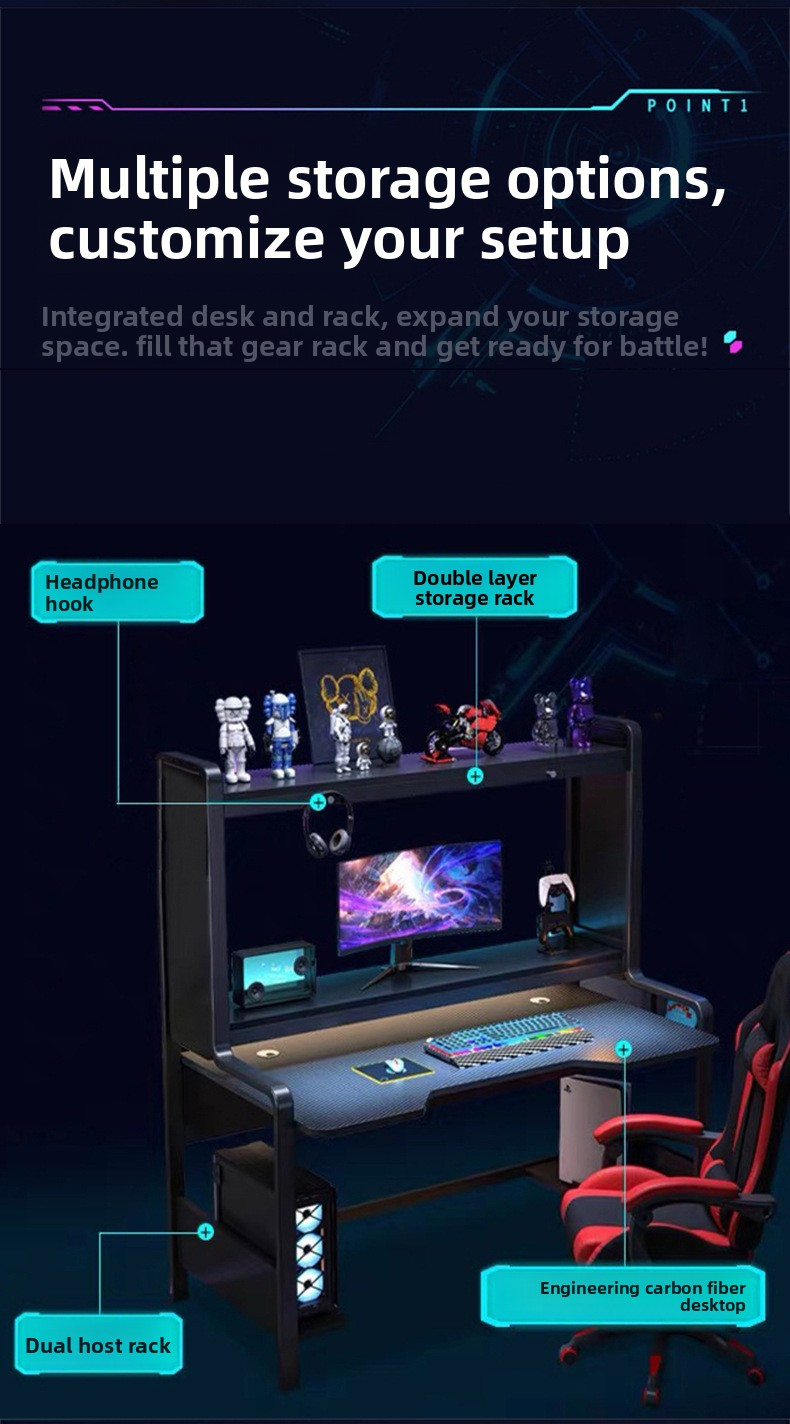 Gaming Table,Outdoor Game Table,Best Multi Game Table Wholesale Black Carbon Fiber Metal Bracket Gaming Table Is Ergonomic With LED Lights