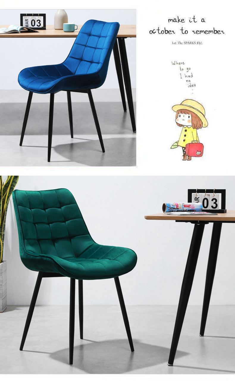 Metal Dining Room Chair,Metal Chair Legs,Metal Office Chair,EaseNeat Modern Luxury Dining Room Kitchen Furniture Metal Frame Nordic Upholstered Velvet Dining Table Chairs
