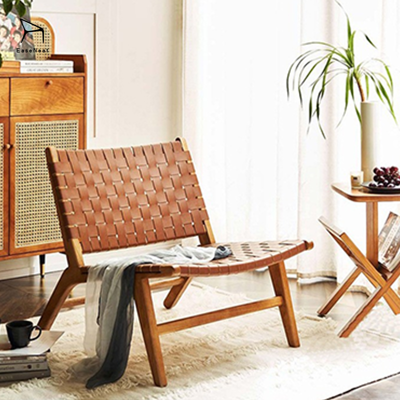 Solid Wood Dining Chair,Solid Wood Table and Chairs,All Wood Dining Chairs EaseNeat Vintage Horse Saddle Leather Living Room Chair for Coffee Shop Beach Resort