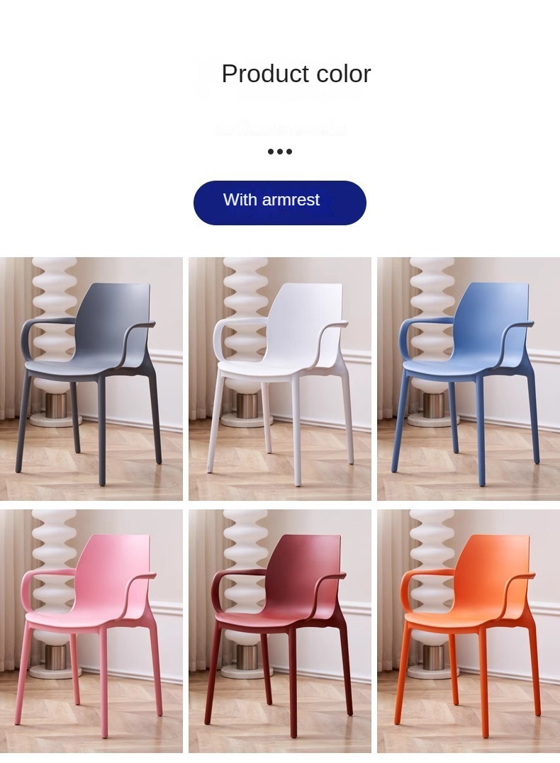 Plastic Chair , Thick Plastic Chair , Home Thick Plastic Chair,Manufacturer Stackable Plastic Dining Chair Simple Design with Backrest Armrests for Shopping Mall Restaurant Living Room Decor