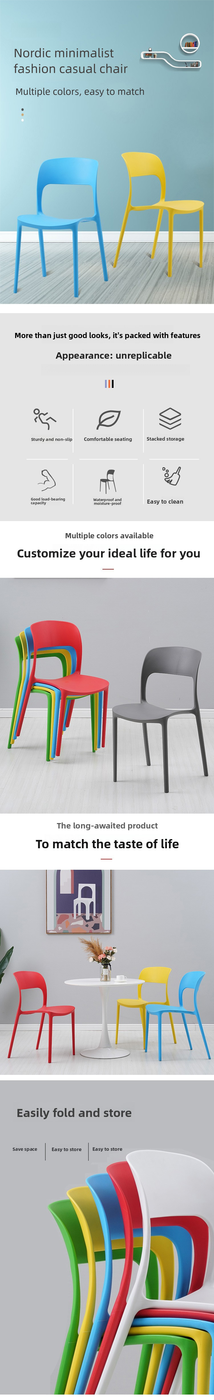 Dining Chairs,Plastic Dining Chairs,Dining Chairs White Plastic EaseNeat Wholesale Modern Leisure Stacked Thick Plastic Dining Chairs Color Comfortable Dining Room Apartment Outdoor Furniture