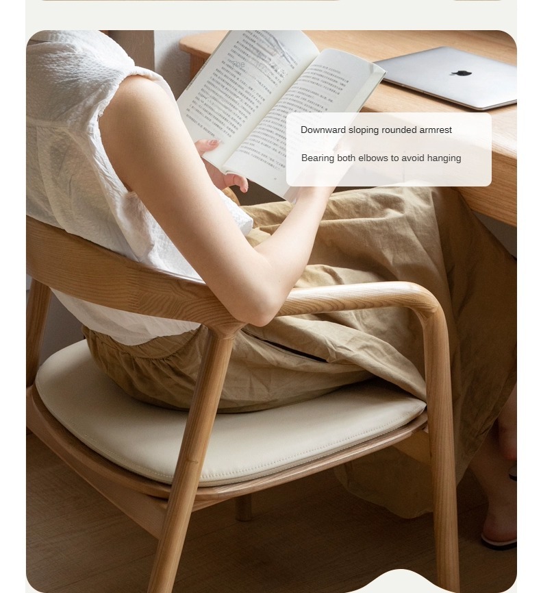 Book Chair , Wood Book Chair , Armrest Wood Book Chair,Leather Decor Solid Wood Dining Chair With Armrests Custom Color For Restaurant Living Room
