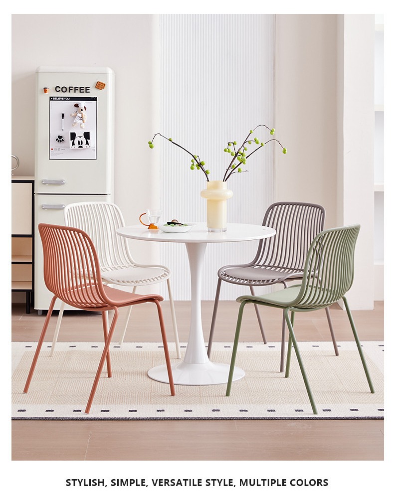 EaseNeat Modern Design PP Stacker Armless Outdoor Coffee Bar Chair for Restaurant Garden Mall Wholesale Party Dining Use,comfortable dining chairs , Backrest comfortable dining chairs , Simple Backrest Comfortable Dining Chairs