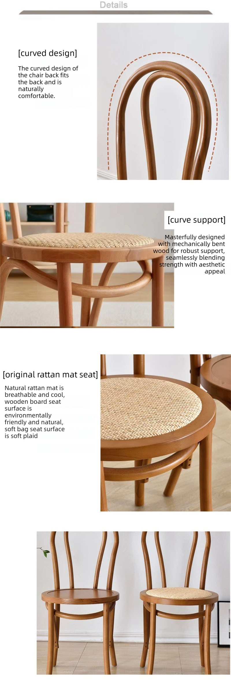 Wood Dining Chair,Natural Wood Dining Chairs,Solid Wood Dining Chairs Supplier French Retro Solid Wood Dining Chair With Rattan Seat For Restaurant Coffee Shop