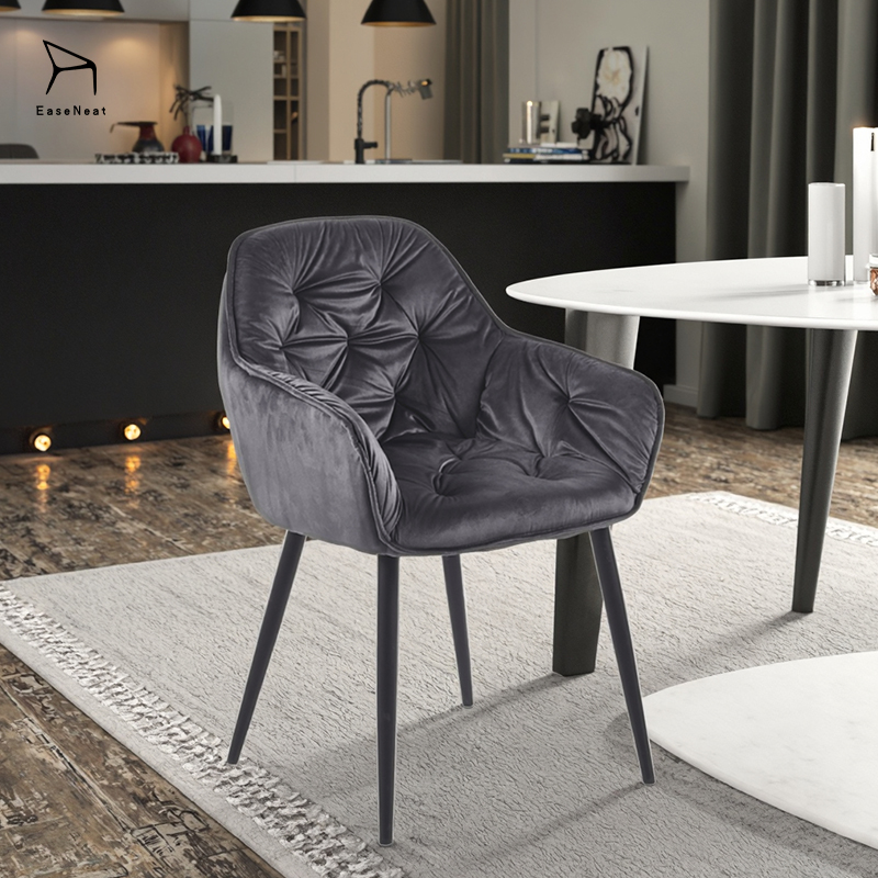 High Quality Velvet Black Armchair Modern Design Dining Chair for Cafe Restaurant Garden Home Living Room for Mall Use Wholesale