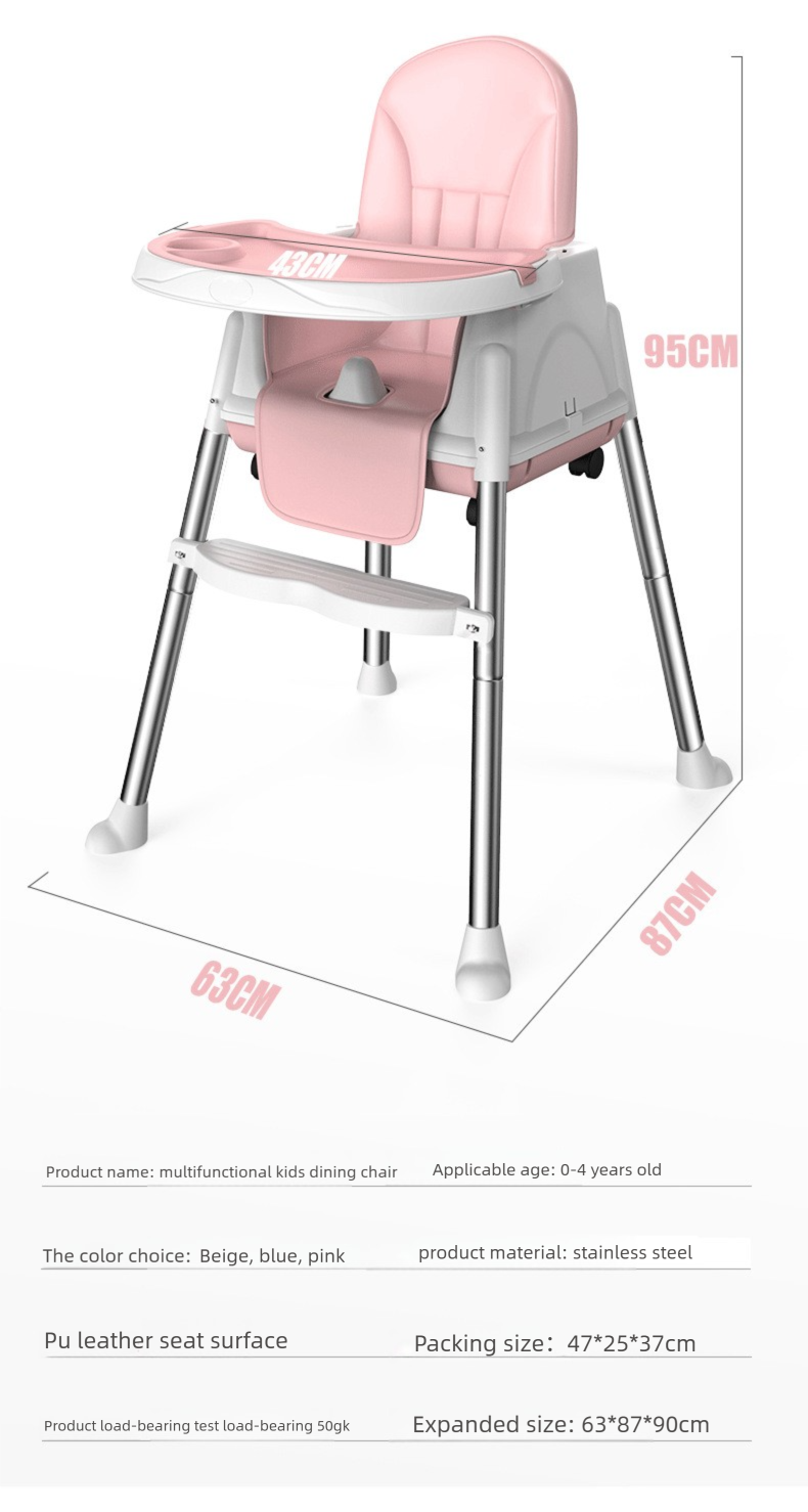 Baby Feeding Chair,White High Chair,Portable Feeding Chair EaseNeat Modern Plastic High Baby Feeding Chair with Wheels and Tray for Kitchen Living Room