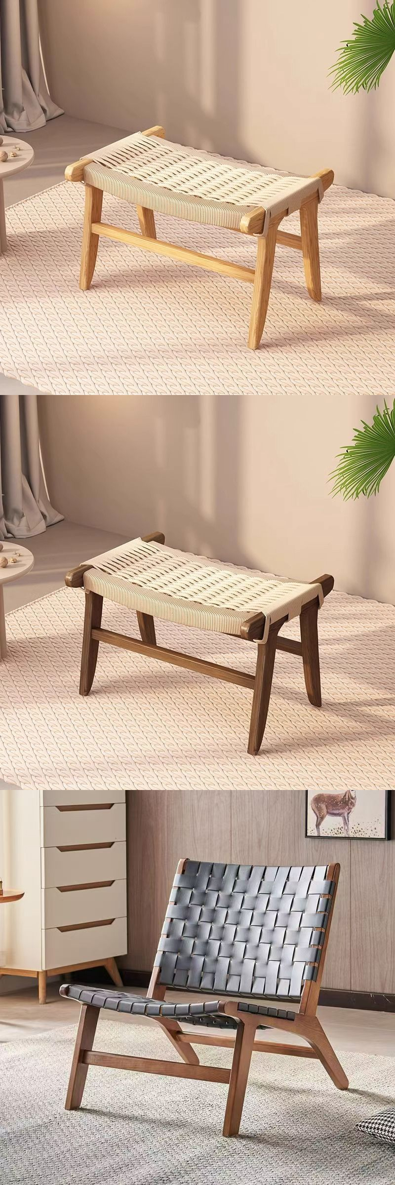 Solid Wood Dining Chair,Solid Wood Table and Chairs,All Wood Dining Chairs Supplier Nordic Teak Living Room Chair With Rattan and Rope Design for Office and Hotel