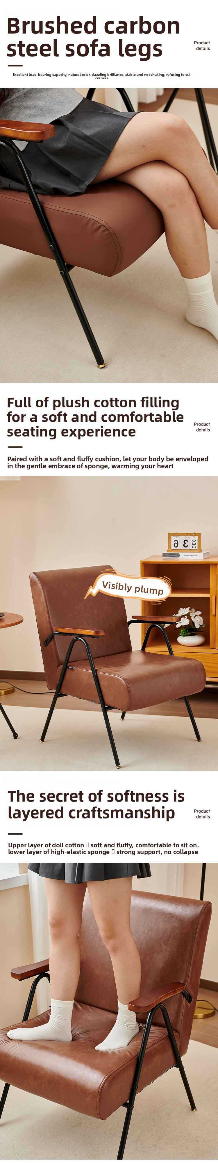 Living Room Chairs,Leather Accent Chairs for Living Room,Real Leather Recliner Supplier Single Chair Luxury Nordic Modern Metal Velvet Leather Living Room Chairs Furniture Sofa Lounge Chair