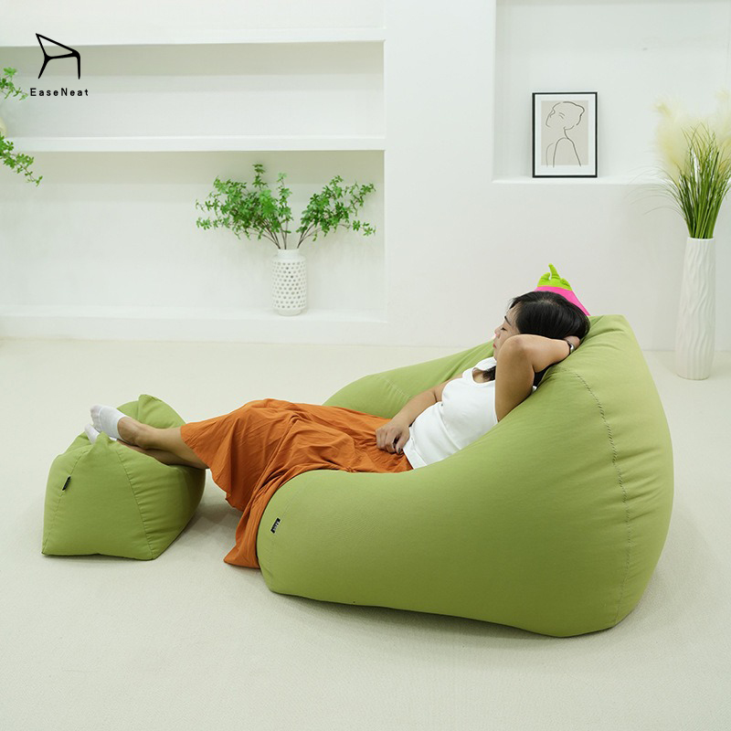 Modern Bean Bag Sofa Foldable Fabric Green Mocha White Yellow For Bedroom Use