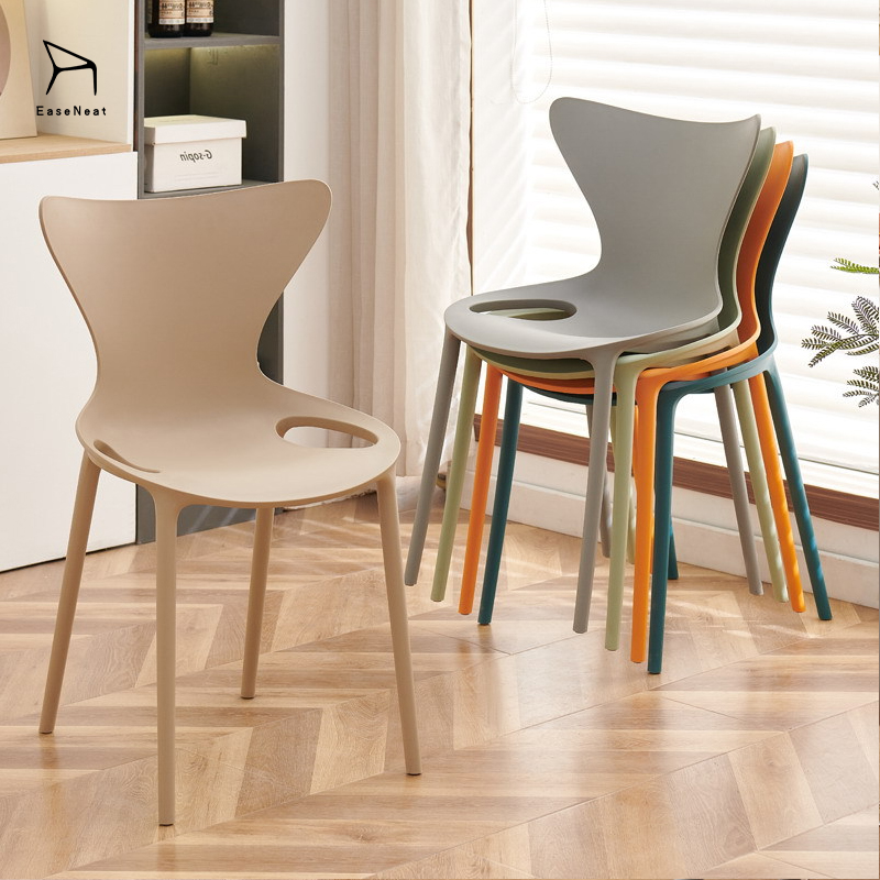 Black Outdoor Plastic Dining Chair With 84CM Backrest Height Suitable For Living Room Bar Cafe Hotel