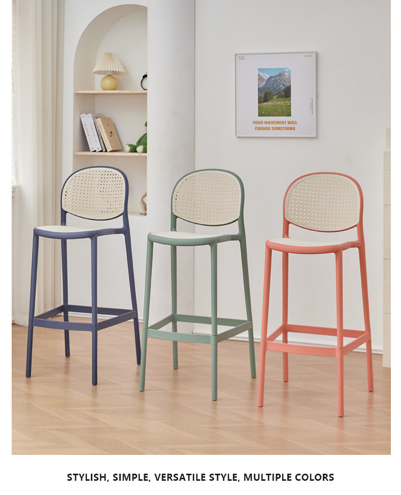 Supplier Nordic Modern Plastic Chairs High bar Chair Outdoor Home bar Chair Can Be Stacked